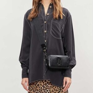 TopShop Women's Shirt Blouse Button-Up Collar Long Sleeve Pocket Gray 4 NWOT